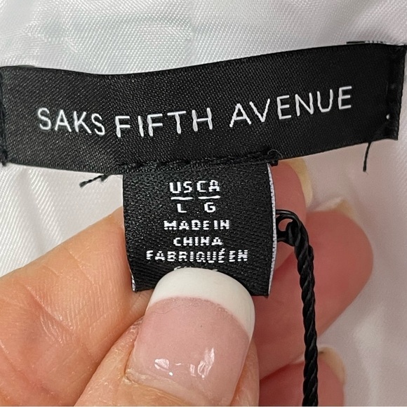 NWT Saks Fifth Avenue White Single Button Blazer Notched Collar Fully Lined L - Picture 7 of 14